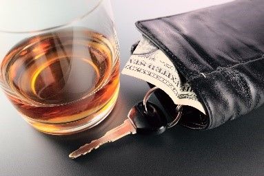 Alcohol, car keys and wallet